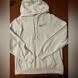 Nike Just Do It Hoodie XL White Graphic Swoosh Pullover Sweatshirt Streetwear
